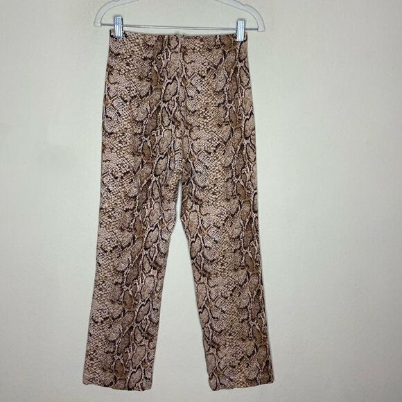 Reformation Marlon Brown Pants Sneak Print Ankle Cropped Size 0 - Picture 6 of 8